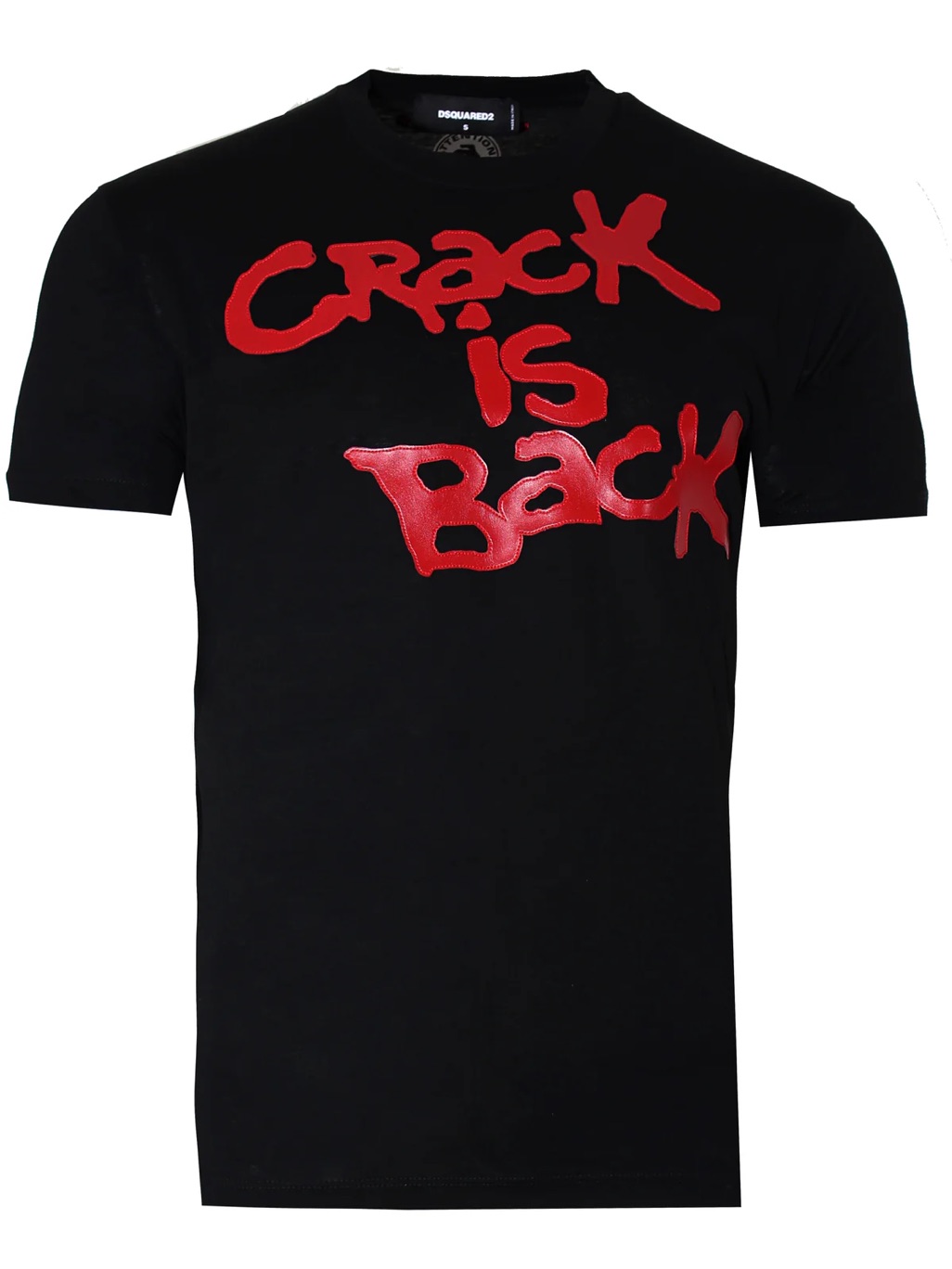 Dsquared2 Black T-Shirt With Red 'Crack Is Back' Graphic